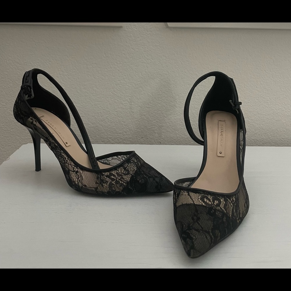 ZARA Black Lace Pumps Size 9.5